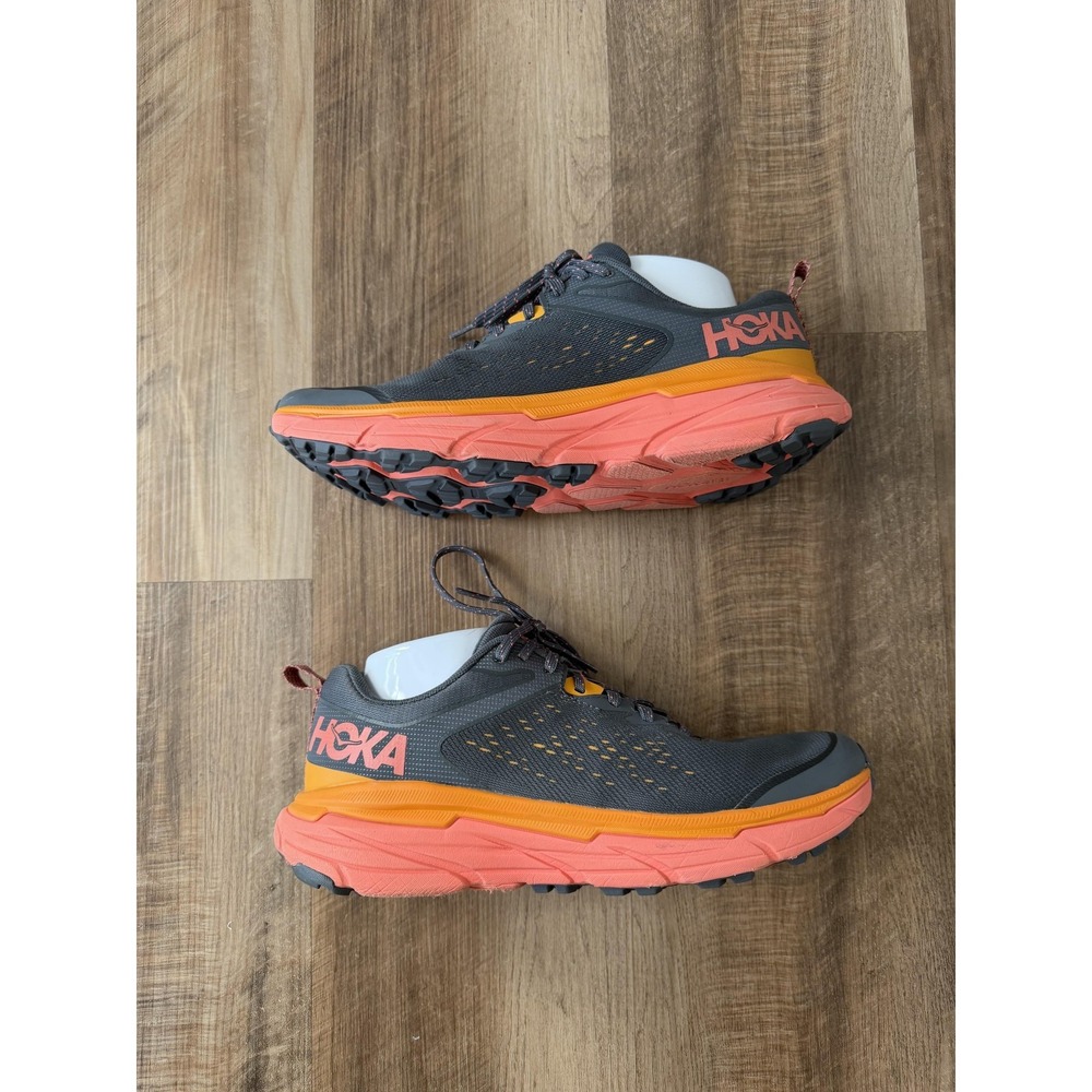Hoka One One Challenger ATR 6 Shoes Womens 9.5 Gray Orange Trail Sneakers GREAT - Picture 2 of 9
